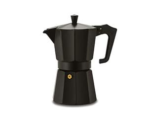 Pezzetti Stove-Top Espresso Coffee Maker Moka Pot - 3,6 Cup - Black/White/Red (6 Cup, Black)