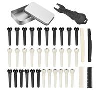 Pezzi Piroli Guitar with 2 Pieces Ponte Sella e Dado, 0.32 x 0.32 x 1.26 Pollici; Perni del Ponticello e 6 String Bone Folk Ponte Chitarra di Ricambio - Avorio, Nero