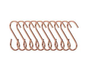 PF-0507210: Sorello Hanging Hooks - Set of 10, Iron with Rose Gold Finish, S-Shaped Clips for Pots, Pans, Utensils & Clothes