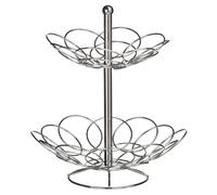 PF-0509790: Sturdy 2-Tier Chrome Fruit Basket with Dual-Tier Design - Stylish Kitchen Countertop Organizer