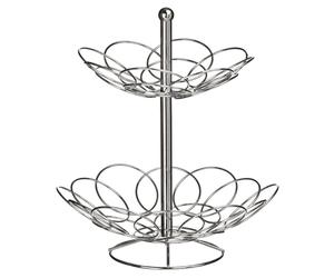 PF-0509790: Sturdy 2-Tier Chrome Fruit Basket with Dual-Tier Design - Stylish Kitchen Countertop Organizer