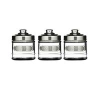 PF-1403192 Round Glass Tea, Coffee & Sugar Jar Set with Aluminium Lids - Keeps Essentials Fresh & Neatly Organized