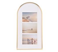 pf+a Arched Photo Frame, Triple 6x4 inch Collage, Silver-plated Metal (Gold) Multi 6x4 Arched Photo Frame - Gold Triple 6x4 inch Collage Picture Frame/Wedding Photo Frames