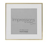 pf+a Brushed Brass fine Gold Photo Frame - 4x4 Square Gold Frame - 4x4 inch Picture Frame - Aluminium Metal Frame