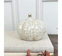 pf+a Ceramic Pumpkins - Neutral Autumn Decor - Beige Ceramic Pumpkin (Large Round)