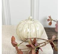 pf+a Ceramic Pumpkins - Neutral Autumn Decor - Beige Ceramic Pumpkin (Small Round)