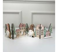 pf+a Foldable Gonk Houses Scene - Decorative Village Houses with Trees - Christmas Decoration