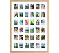pf+a Perspex Window Instax Mini Multi Photo Frame For 36 Photos - Wooden Oak Effect A2 Multi 8x5cm Instax Mini Picture Frame