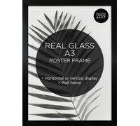 pf+a REAL GLASS A3 Black Frame Glass - PREMIUM A3 Picture Frame Black - Oxford A3 Print Portrait and Landscape Display