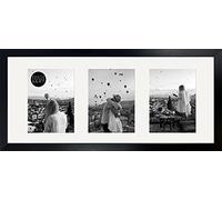 pf+a REAL GLASS Black Multi Aperture Frame For 3 6x4 Photos Wall Display