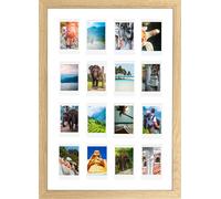 pf+a REAL GLASS Instax Mini Multi Photo Frame For 16 Photos - Wooden Oak Effect A3 Multi 8x5cm Instax Mini Picture Frame