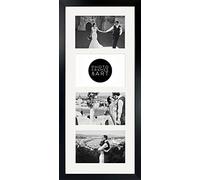 pf+a REAL GLASS Multi Aperture Picture Frame for x4 6x4 Photos - Oxford Black Multiple Photo Frame / 6x4 Black Multi Aperture Frame