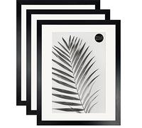 pf+a REAL GLASS Photo Frame Set of 3 16x12 For 12x8 - Premium Modern Thin Picture Frame/Black / 12x8 Picture Frame With Mount