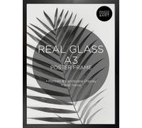 pf+a REAL GLASS Premium Wooden Black A3 Poster Picture Frame Wall Display