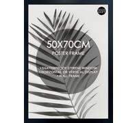 pf+a Styrene Window Wide Black Frame For 50x70cm Poster - Perspex Window - 70x50cm Black Poster Frame