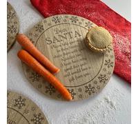 pf+a Wooden Santa Plate - Childrens Christmas Eve Plate - Dear Santa Drink and Snack Plate - Father Christmas Wooden Plate