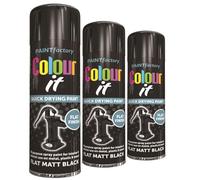 PF COLOUR IT Spray Paint Flat Matt Black 250ml | Paint Factory Colour It Spray Paint | Quick Drying Matt Finish for Metal, Plastic, and Wood | Interior & Exterior Use (3)