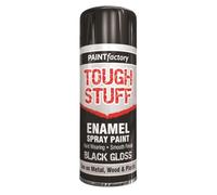 PF Tough Stuff Enamel Black Gloss 400ML - Extremely Hard-Wearing Enamel Spray Paint | Tough Gloss Finish for Automotive, Engineering & Household Use | Paint Factory Spray Paint | Metal, Wood & Plastic