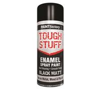 PF Tough Stuff Enamel Black Matt 400ML - Extremely Hard-Wearing Enamel Spray Paint | Tough Finish for Automotive, Engineering & Household Use | Paint Factory Spray Paint | Metal, Wood & Plastic