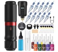 PFARRER Wireless Tattoo Kit Pen Set with Power Supply LCD Digital 3.7 V Lithium Battery 900 mAh 10 Pieces Cartridge 10 inks Complete tattoo gun Kit PRP83KITUK-1