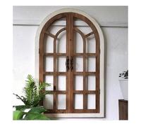 PFCDZDU Openable Fake Window Frame, Wall-Mounted Arched Faux Like Window With Handle, Wood Frame Panels Wall Decor For Living Room Bedroom Dining Room(Brown)