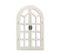 PFCDZDU Openable Fake Window Frame, Wall-Mounted Arched Faux Like Window With Handle, Wood Frame Panels Wall Decor For Living Room Bedroom Dining Room(White)