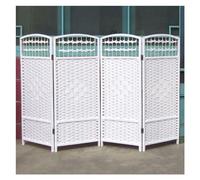 PFCDZDU Short Room Divider, Folding Weave Privacy Screens Panels, Living Room Study Office Dormitory Portable Freestanding Separating Partition Wall (Color : White, Size : 39.4x15.7in-4 pcs)