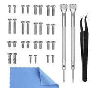 PFDHQS Eyeglass Repair Kit with Screws - All-in-One Glasses Repair Kit with Precision Screwdriver, Tweezers, Cleaning Cloth and Screws for Glasses - Compact & Portable (Small Kit)