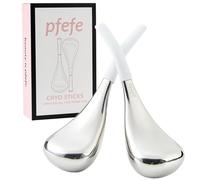 Pfefe Cryo Sticks Facial Skin Care Ice Globes for Women Face Eyes, Stainless Steel Face Beauty Tools for Girls Ladies, Esthetician Supplies Cooling Spa Globes with Storage Case (White)