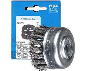 PFERD 43305026 Cup Brush, Diameter 65 mm, Braided 0.50 mm Steel Wire, X-Lock Attachment, for Quick and Comfortable Tool Change