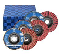 PFERD 44698006 Polifleece Fan Washers Set PVZ, 3 Pieces, Ceramic Diameter 125 mm, Bore Diameter 22.23 mm, CO 60/G, 80/M, 120/F, for Fine Sanding and Grinding, Corundum A / C0-Cool