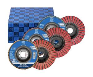 PFERD 44698006 Polifleece Fan Washers Set PVZ, 3 Pieces, Ceramic Diameter 125 mm, Bore Diameter 22.23 mm, CO 60/G, 80/M, 120/F, for Fine Sanding and Grinding, Corundum A / C0-Cool