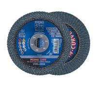PFERD 67200 Polifan STEELOX Curve Radial Type Flap Disc, Zirconia Alumina, 6" Diameter, 7/8" Arbor Hole, 10200 RPM, 40 Grit