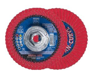 PFERD 67258 POLIFAN®-Curve Radial Type Flap Disc - Ceramic Oxide, 4-1/2" Diameter, 5/8-11 Thread, 13300 RPM, 60 Grit Welding Accessory and Angle Grinder Attachment
