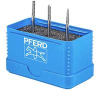 PFERD Burr set carbide 3mm shank in break-proof plastic box