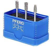 PFERD Carbide High-Performance Small Milling Bit Set, 3-Piece All-Round Toothing, Shaft Diameter 3 mm, Burr Diameter 6 mm, 21901404 - for Universal Use on the Most Important Materials