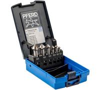 PFERD HSS Cone/Deburring Countersink Set, 6 Pieces, 90°, Diameter 6.3-20.5 mm, DIN 335 C, 25202154 - for Countersinking 90° Screws