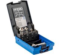 PFERD HSS-E Co5 Cone/Deburring Countersink Set, 5 Pieces, 90°, Diameter 6.3-25.0 mm, DIN 335 C, 25202156 - for Countersinking 90° Screws
