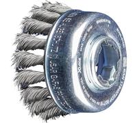 PFERD Cup Brush, Diameter 65 mm, Knotted, 0.35 mm Steel Wire, X-Lock Socket, 43305025 - for Quick and Convenient Tool Change