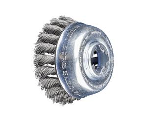 PFERD Cup Brush, Diameter 80 mm, Braided, 0.50 mm Steel Wire, X-Lock Socket, 43306036 - for Quick and Comfortable Tool Changes