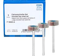 PFERD Fan Grinder Set F, 3-Piece/Corundum Diameter 15 x 5 mm Shaft Diameter 3 mm A80, 120, 180/44498029 - for Fine Grinding & Finish with Straight Grinder or Bending Shaft Drive