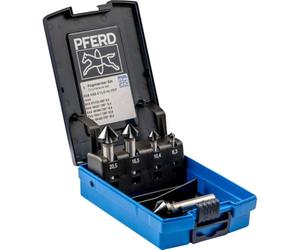 PFERD HSS Cone/Deburring Countersink Set, 5 Pieces, 90°, Diameter 6.3-25.0 mm, DIN 335 C, HICOAT 25202159 - for Countersinking 90° Screws