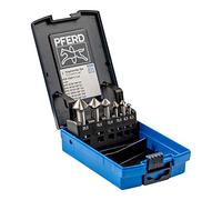 PFERD HSS-E Co5 Cone/Deburring Countersink Set, 6 Pieces, 90°, Diameter 6.3-20.5 mm, DIN 335 C, 25202157 - for Countersinking 90° Screws