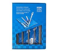 PFERD Machinists file set in plastic pouch WRU, 5 pcs. | 8 inch, bastard | each with ergonomic file handle | 16078 - coarse cut suitable for universal roughing and finishing