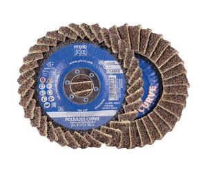 PFERD POLIVLIES® Curve Flap Disc, PVL-R, 5" x 7/8, Fine Grit, Aluminum Oxide, Surface Conditioning Wheel - Part 45925