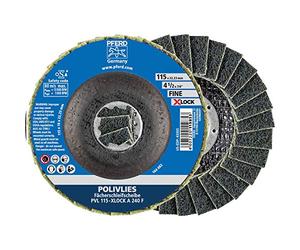Pferd POLIVLIES Fan Discs 115mm, Grain Size 240, Fine, Corundum A, X-Lock (22.23mm), Pack of 5 - for Quick and Convenient Tool Change