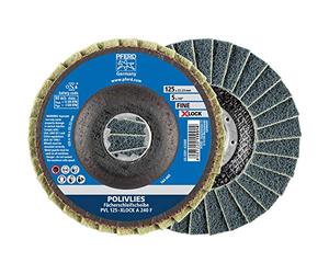 PFERD Pollifleece flap washer, pack of 5, 125 mm, A240, fine, X-LOCK (22.23 mm), 44694213 - for quick and comfortable tool changes