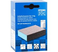 PFERD Sanding Sponge Set of 3, 4-Sided Abrasive Block, 2-3/4" x 4", 60/80/180 Grit, Aluminum Oxide, Multi-Grit for Versatile Sanding (Part 46403)