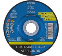 PFERD Start STEELOX Grinding Wheel, 5" x 1/4", 7/8" Arbor, Type 27, Aluminum Oxide - for Angle Grinders - Use on Steel & Stainless Steel (Pack of 10) - Part 63889