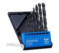 PFERD Steel twist drill set, 10 pieces, diameter 1-10 mm, HSS-G N, DIN 338, 118°, 25298001, universal use